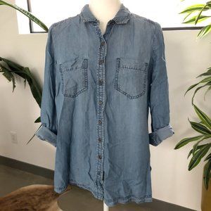 Pea in the Pod Denim Button Down Maternity Blouse